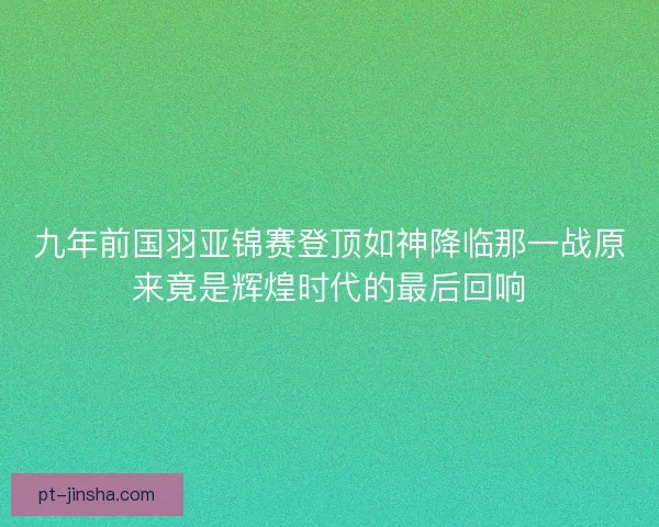 九年前国羽亚锦赛登顶如神降临那一战原来竟是辉煌时代的最后回响
