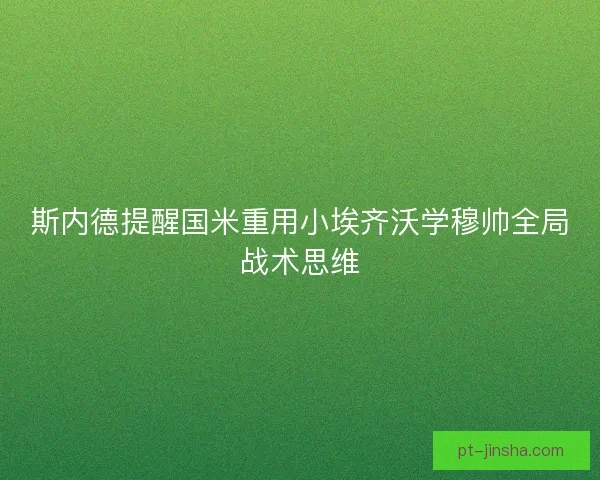 斯内德提醒国米重用小埃齐沃学穆帅全局战术思维 斯内德提醒国米重用小埃齐沃学穆帅全局战术思维