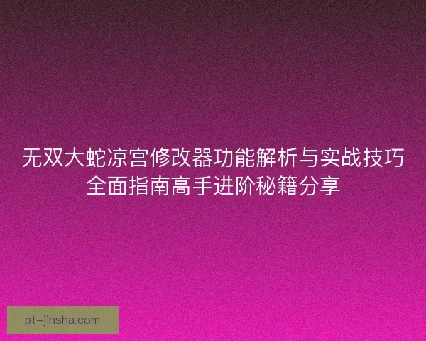 无双大蛇凉宫修改器功能解析与实战技巧全面指南高手进阶秘籍分享